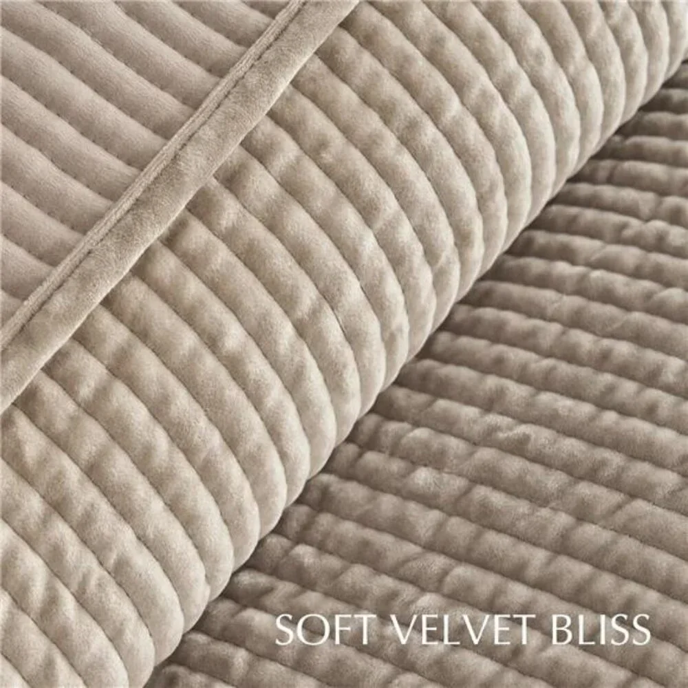 Velvet Quilt Set Queen Size, Luxurious Soft Quilted Bedding Sets,